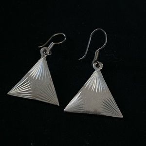 Mexican Sterling Silver Triangular Drop Earrings